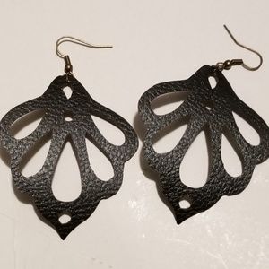 Faux leather ornate earrings
